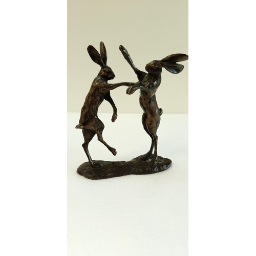 43 - Bronze boxing hares by Paul Jenkins & 1 other