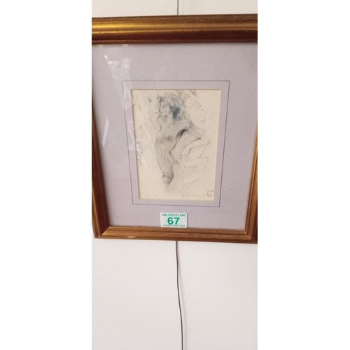 67 - Pair of framed pictures, Dancing Ladies 26x29cm approx.