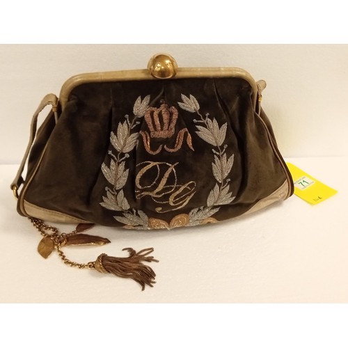 71 - Believed to be Vintage Dolce & Gabbana handbag brown & beige with clasp closure. Although we have no... 