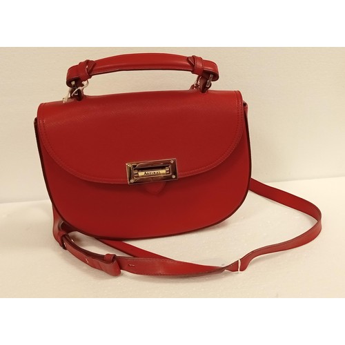 77 - Aspinal shoulder handbag red, mark on lining but only lightly used.  Although we have no provenance ... 