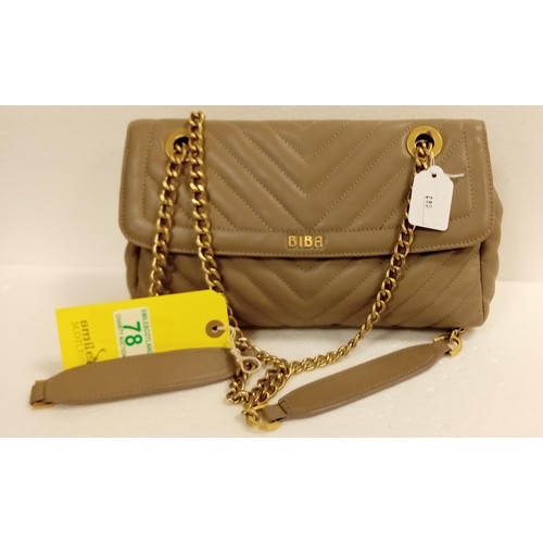 78 - Biba beige/latte shoulder hand bag.  Although we have no provenance this handbag came from an avid c... 