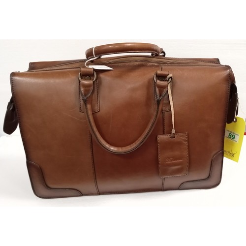 89 - Ashwood Dorchester tan leather doctors bag with internal laptop sleeve.  Although we have no provena... 