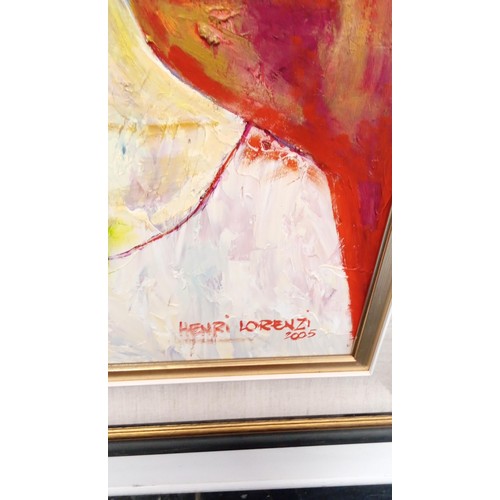 93 - Original framed & signed artwork from 2005 by Henri Lorenzi 3 Fauns After The Viewing 183x135cm appr... 