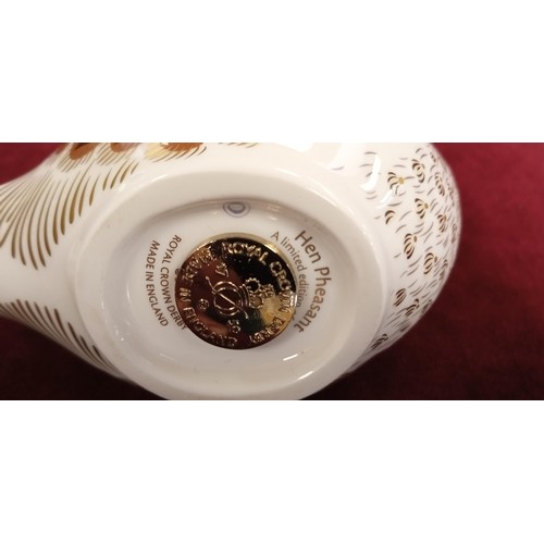 96 - Royal Crown Derby Hen Pheasant gold button Ltd Ed of 500 2014