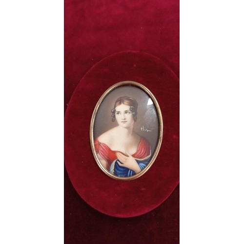 104 - 3x hand-painted miniature portraits