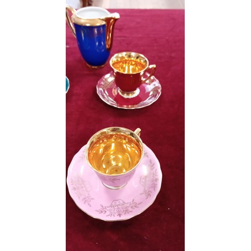 132 - Czechoslovakian RGK Harlequin tea set with gold inlay