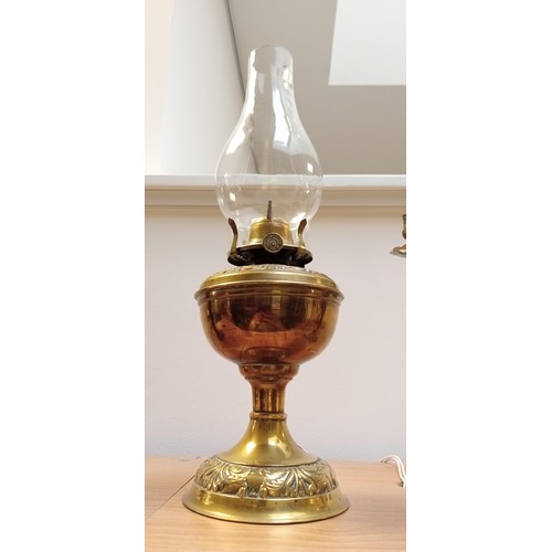 135 - Vintage oil lamp and candelabra