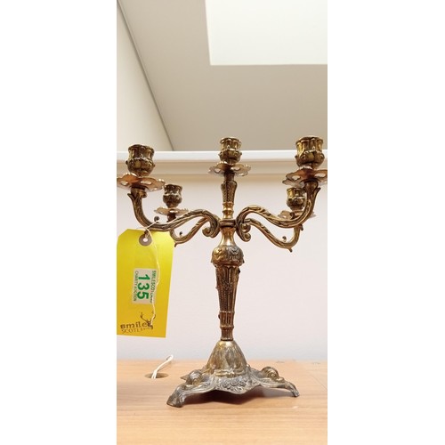 135 - Vintage oil lamp and candelabra