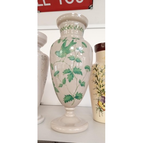 205 - 4x Vintage hand painted glass vases