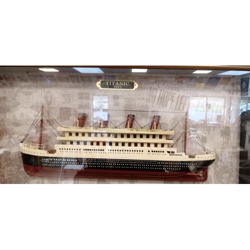 276 - Half model of the Titanic in framed glazed hanging box