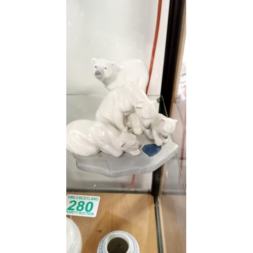 280 - 3x Lladro ornaments polar bears 1443