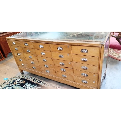 311 - Vintage haberdashery 25 drawer glazed front unit