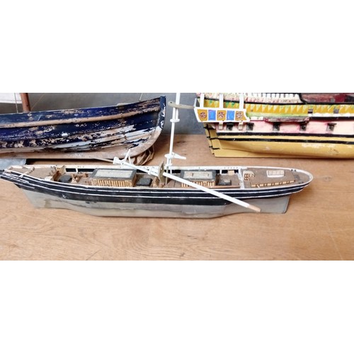 312 - Selection of vintage model boats