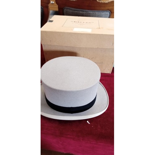 63 - Grey top hat from Gieves Old Bond St London in original box