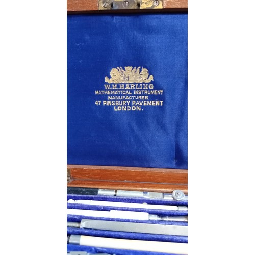 56A - Vintage W H Harling mathematical instrument set in original box manufacturer 47 Finsbury Pavement Lo... 