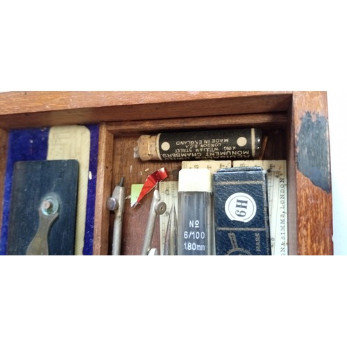 56A - Vintage W H Harling mathematical instrument set in original box manufacturer 47 Finsbury Pavement Lo... 