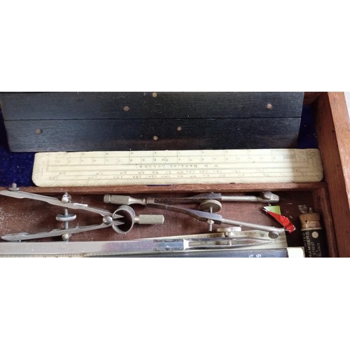 56A - Vintage W H Harling mathematical instrument set in original box manufacturer 47 Finsbury Pavement Lo... 