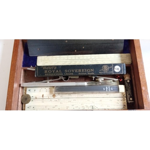 56A - Vintage W H Harling mathematical instrument set in original box manufacturer 47 Finsbury Pavement Lo... 