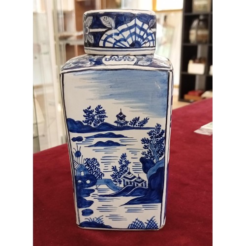 116A - Late C18th/early C19th Delftware porcelain tea caddy