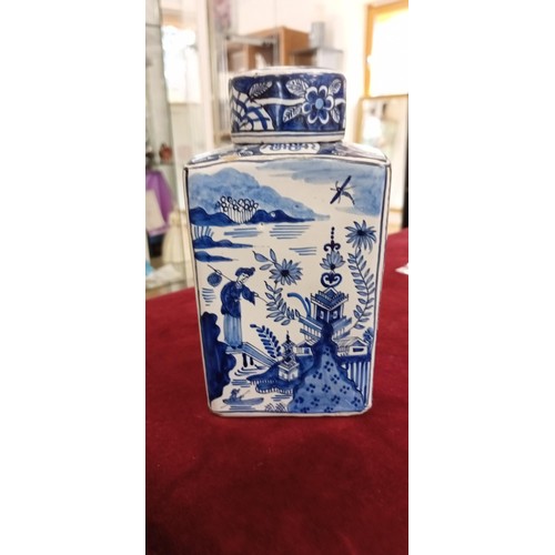 116A - Late C18th/early C19th Delftware porcelain tea caddy