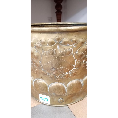 92D - Antique brass decorative jardinière/ log bucket