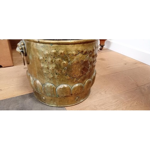 92D - Antique brass decorative jardinière/ log bucket