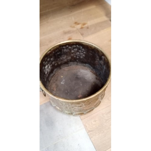 92D - Antique brass decorative jardinière/ log bucket