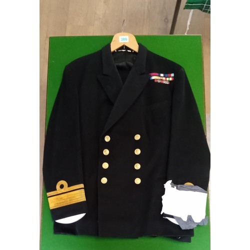 380 - Original World War II Royal Navy Officers jacket made by Gieves Limited London it has ribbons and br... 