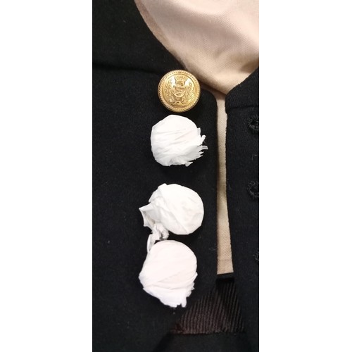 381 - Original Royal Navy uniform tail coat, waist coat and gold laced trousers