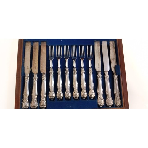 118 - Canteen of 3 tier sterling silver cutlery set by AHJH Sheffield in the Recoco style with Phoenix emb... 