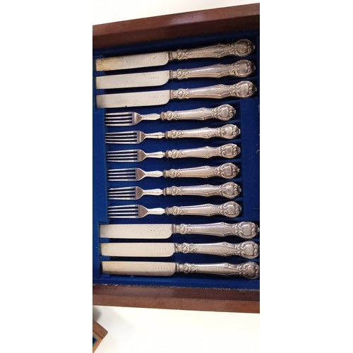 118 - Canteen of 3 tier sterling silver cutlery set by AHJH Sheffield in the Recoco style with Phoenix emb... 