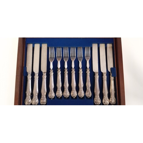 118 - Canteen of 3 tier sterling silver cutlery set by AHJH Sheffield in the Recoco style with Phoenix emb... 