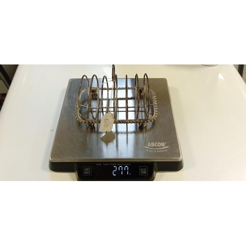 120 - Sterling silver hallmarked believed London toast rack early silver weighs 280g approx