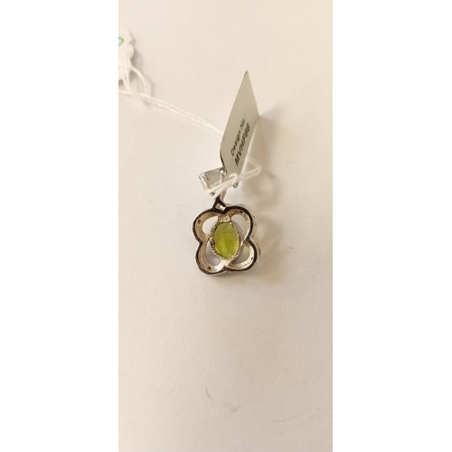 9 - Sterling silver peridot & brown diamond pendant