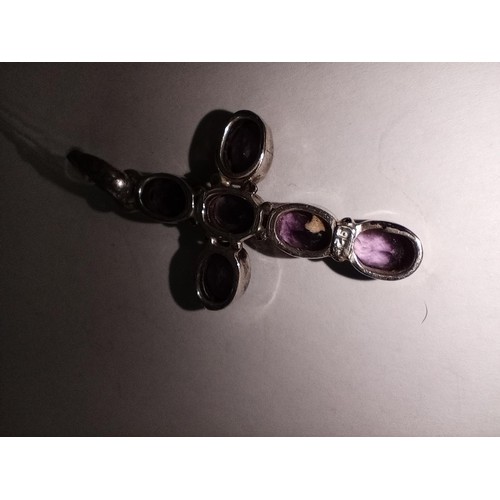 10 - Sterling silver & amethyst cross pendant