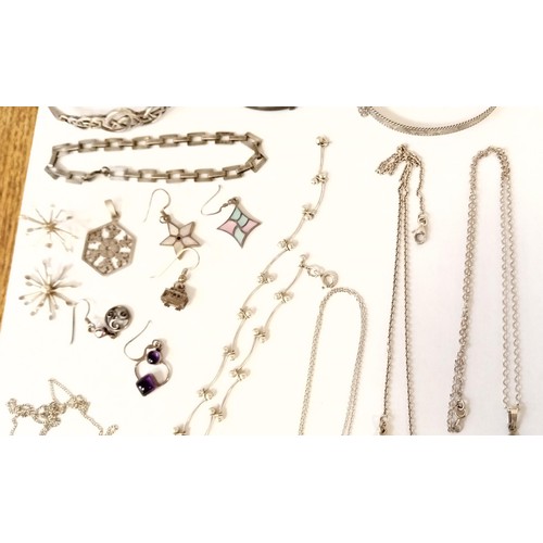 30 - Selection of silver jewellery inc. bangles, necklaces and earrings