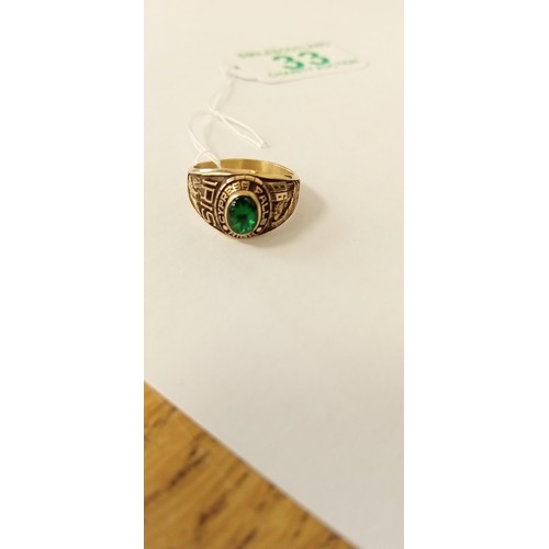 33 - 10ct Class of '98 Cypress Falls High Sorority ring made by R Johns Ltd 6.5g approx.