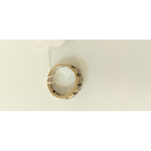 36 - Fully hallmarked 18ct gold & gem set ring, 1 stone missing 5.8g approx. size K 1/2 approx.