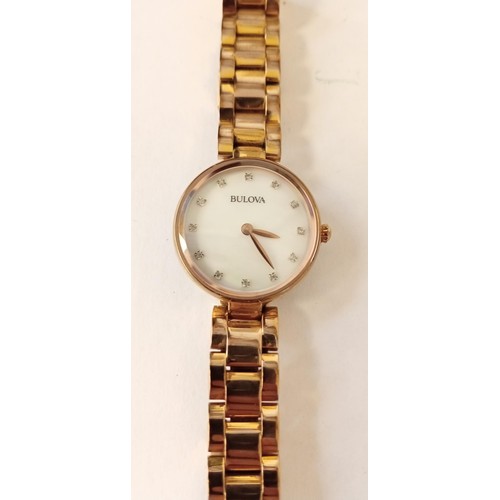 62 - Bulova 97S111 ladies sapphire glass with pearl face watch