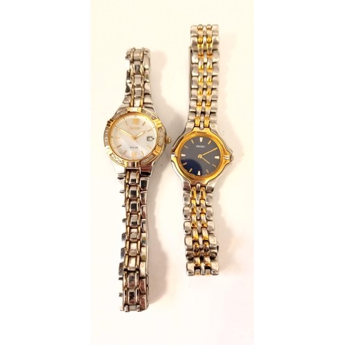 66 - 2 Seiko ladies watches, inc. 1 Seiko Solar Movement Japan V137-0AD0 and Seiko sapphire crystal 1F20-... 