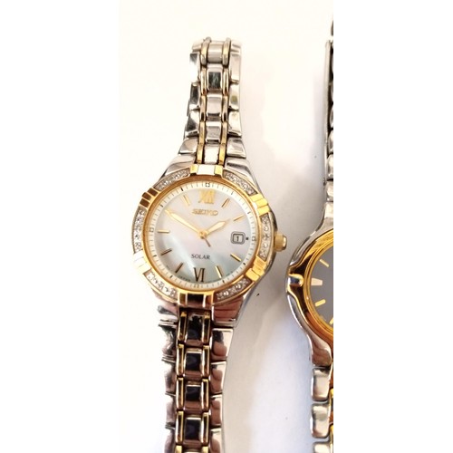 66 - 2 Seiko ladies watches, inc. 1 Seiko Solar Movement Japan V137-0AD0 and Seiko sapphire crystal 1F20-... 