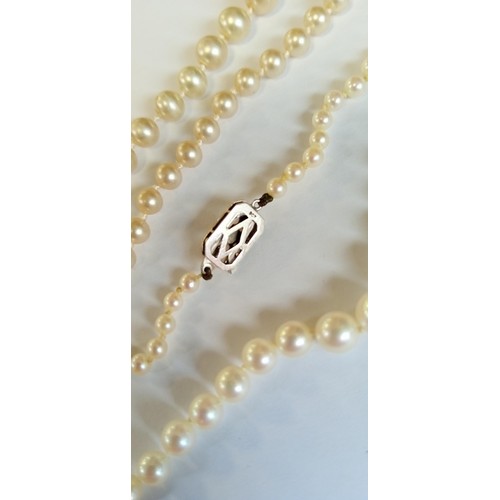 96 - 2 sets of pearl necklaces with 9ct gold clasps