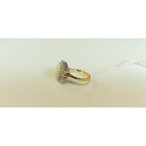 110 - 18ct gold, diamond and large opal ring size L approx. 4.3g approx.