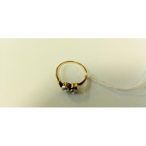 111 - Unmarked but believed gold and diamond ring size M approx. 2.25g approx.