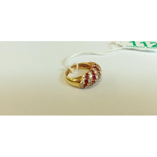 112 - 18ct gold, diamond and ruby ring size M approx. 6.44g approx.