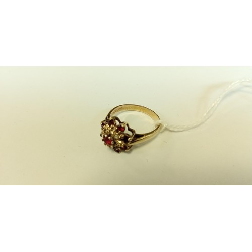 115 - 9ct gold & silver mounted ring with multi stones size N approx. 3g approx.