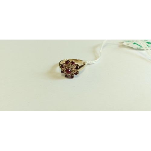 115 - 9ct gold & silver mounted ring with multi stones size N approx. 3g approx.