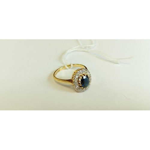 116 - 18ct platinum, sapphire & diamond ring size Q 1/2 approx. 4.15g approx.