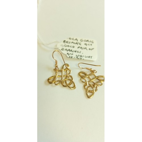 146 - Ola Gorie bespoke 9ct gold pair of earrings 4.2g approx.