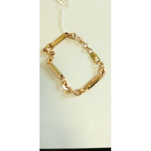 150 - 9ct rose gold trombone link bracelet replacement 9ct yellow gold clasp 8.5